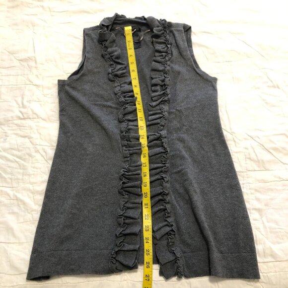 Style&Co. Ruffle Sleeveless Long Sweater Cardigan Vest Charcoal Gray Size Small - Picture 9 of 9